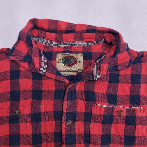 Boston Traders Buffalo Check Flannel Long Sleeve Button Up Shirt Mens Size M Red - Picture 1 of 10